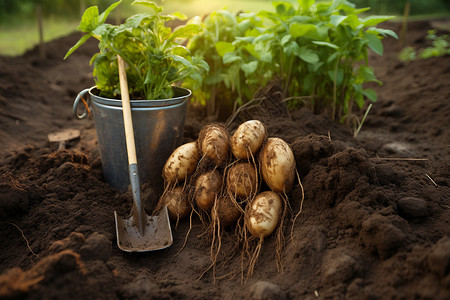 乡村田野中种植的土豆图片