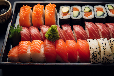 传统美食的日式寿司套餐图片