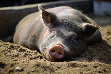 乡村农业养殖的母猪图片
