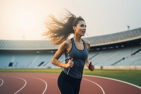 跑步锻炼的外国女子背景图片