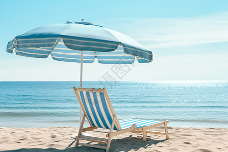 夏季沙滩上的休息椅图片