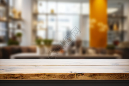 室内的木桌展台背景图片