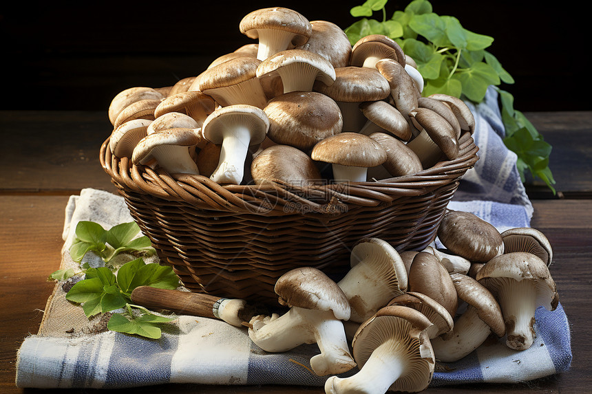 准备烹饪的蘑菇图片
