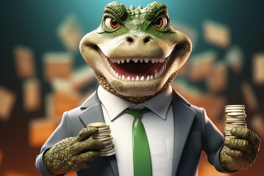 3D卡通的笑脸鳄鱼图片