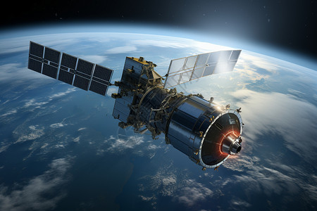 地球轨道上的国际航天器背景图片