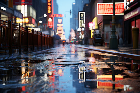 雨后寂静的街道图片