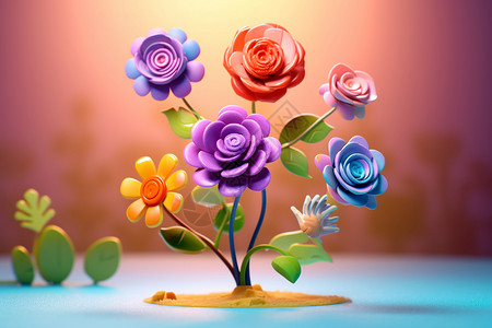 梦幻色彩的花朵背景图片