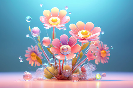 可爱造型的鲜花背景图片