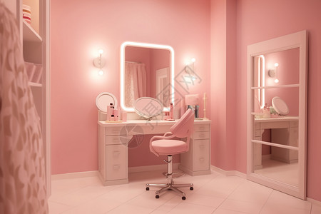 芭比素材梦幻的粉色房间设计图片