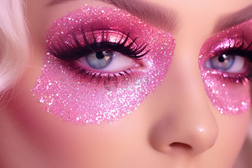 粉色妆容的艳光闪烁图片