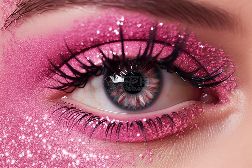 粉色梦幻的眼妆效果图片