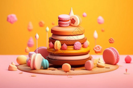 甜蜜美味美味的马卡龙甜点设计图片