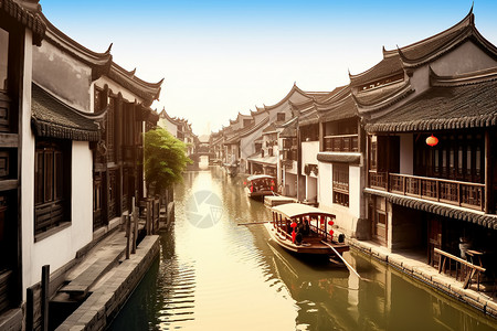 夏季江南古镇的美丽景观图片