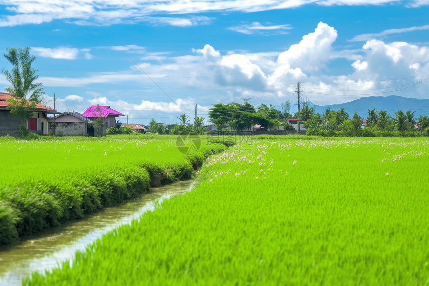 农业乡村种植的稻田图片