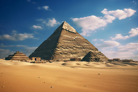 沙漠中的巨大金字塔背景图片