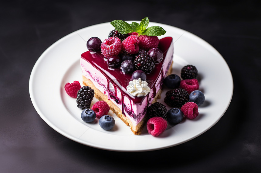 甜美可口的蓝莓蛋糕图片