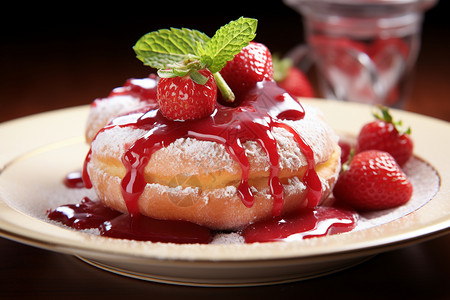 甜美的草莓甜甜圈图片