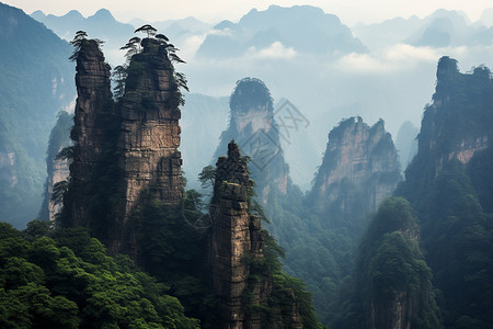 柱状岩石自然景观背景