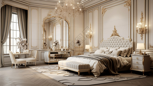 欧式风格大床华丽的欧式卧室装潢设计图片