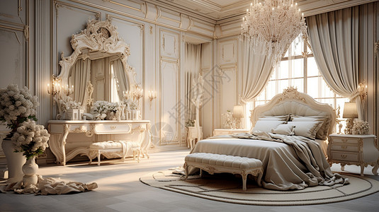 精致典雅的欧式卧室装潢背景图片