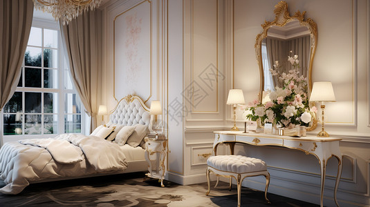 宫廷家具奢华的卧室装潢设计图片