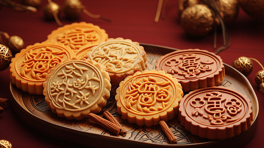 传统美味的中秋节月饼图片