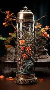 宫廷灯古代精美的制香瓶设计图片