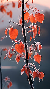 秋季霜冻的枫叶图片