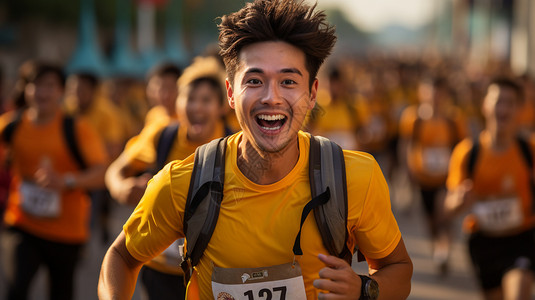 参加一项运动参加马拉松比赛的男子背景