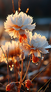 户外雨后的雪绒花图片