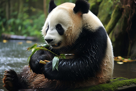 熊猫在竹林中吃竹子图片