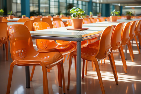 橙色桌椅质感的餐厅桌椅背景