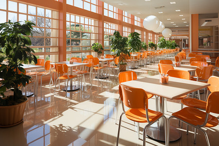橙色调的餐厅图片