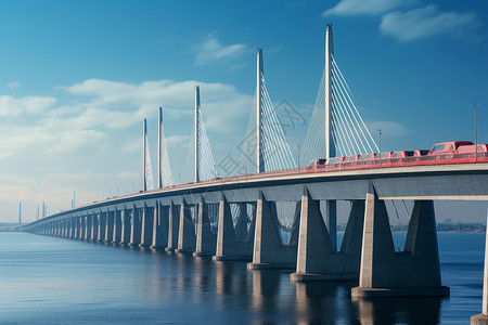 横跨水城的桥梁背景图片