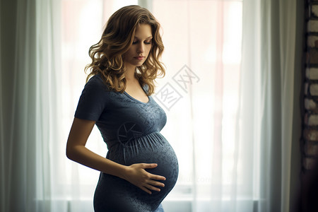 怀孕女士室内可爱的孕妇背景