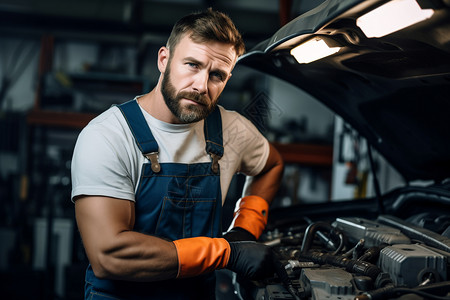 修理汽车的男人图片