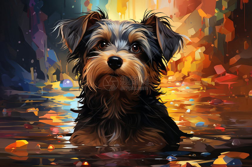 水彩世界的狗狗图片