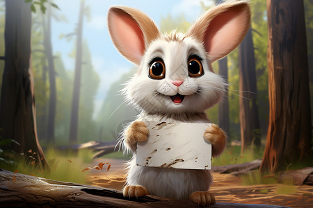 森林里的卡通兔子背景图片