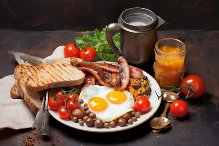 英式早餐与咖啡图片