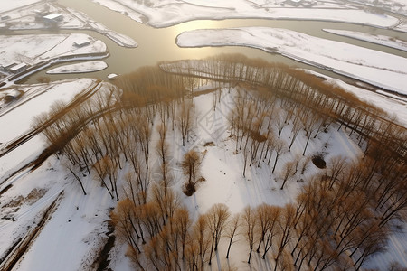黄河古道冰雪初融的景色背景
