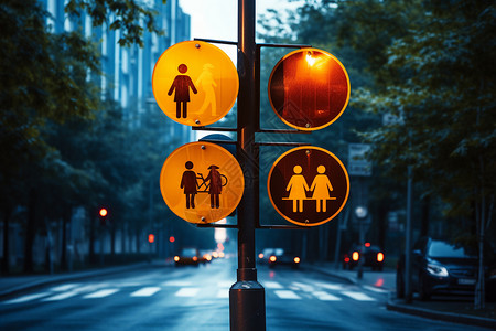 信号标志控制行人的交通灯背景