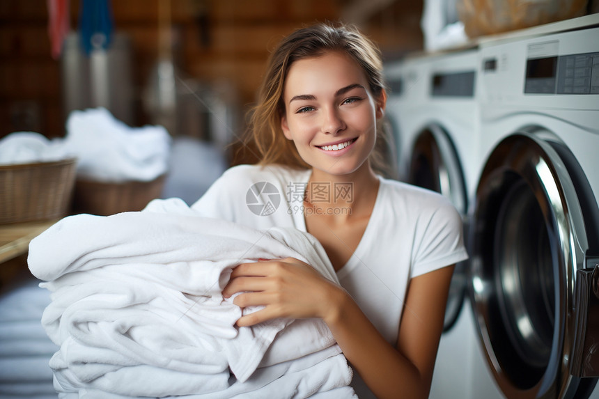 洗衣房的女士图片