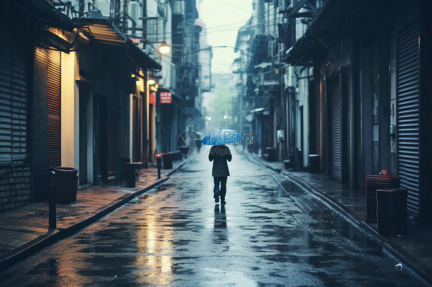 雨中独行图片