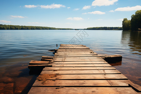 自然主义湖边木板路上的夏日乐趣背景