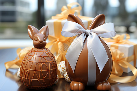 复活节彩蛋与巧克力兔图片