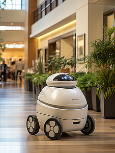 酒店机器人室内的智能机器人背景