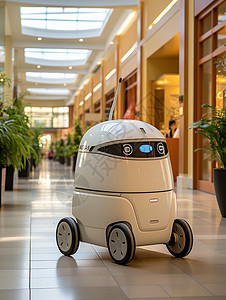 酒店机器人商场中的智能机器人背景