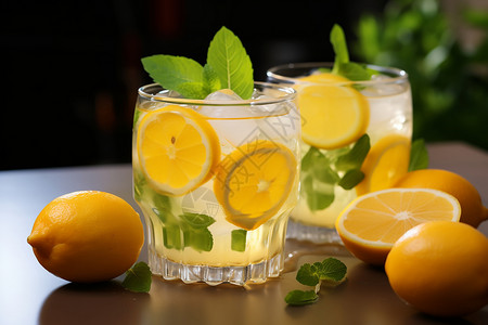 冰凉可口的柠檬冰饮图片