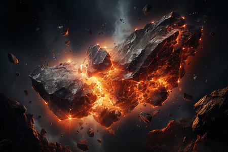 爆炸的太空陨石图片