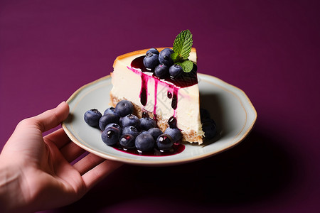 蓝莓薄荷芝士蛋糕图片
